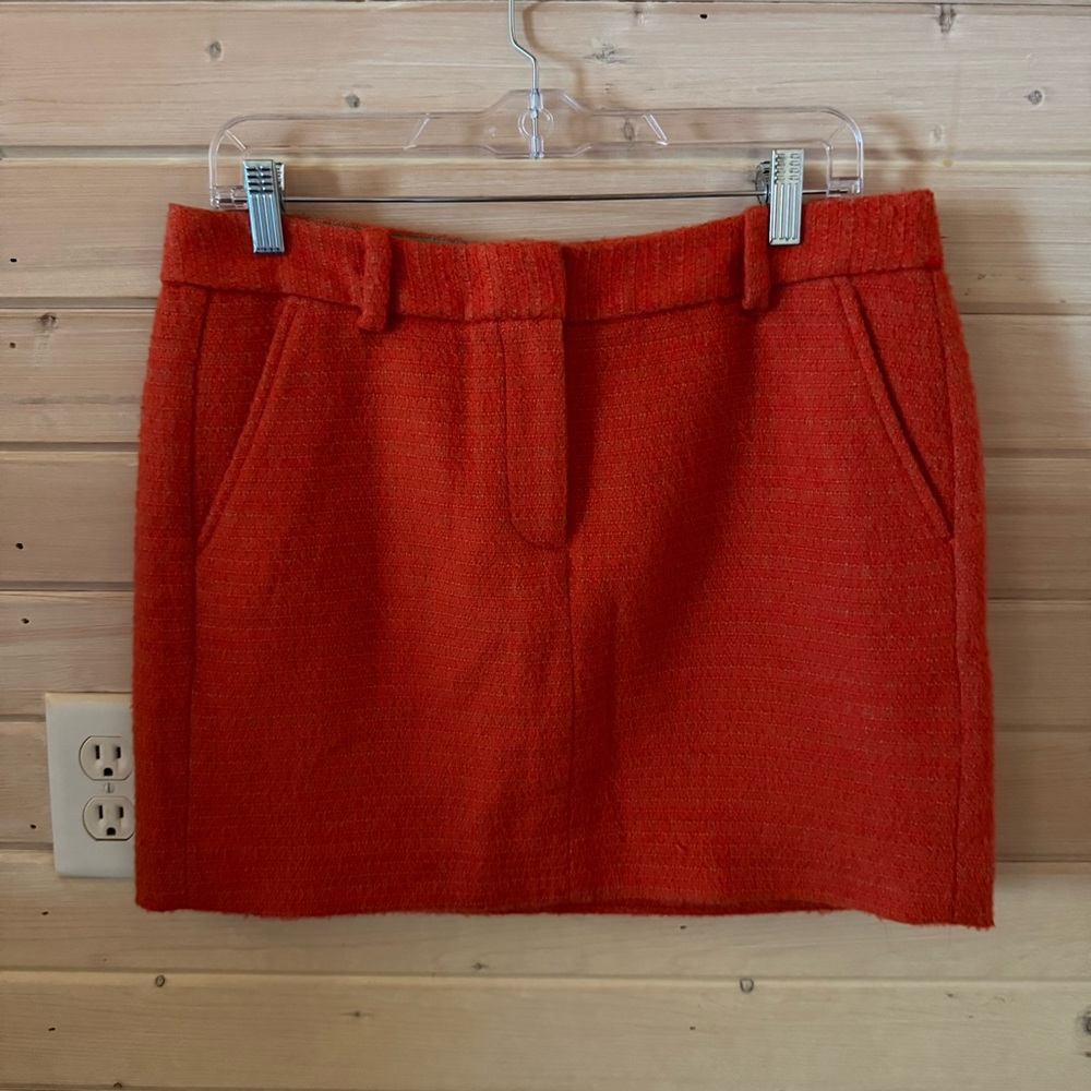 EUC J.Crew Burnt Orange Wool Blend Skirt Sz 8